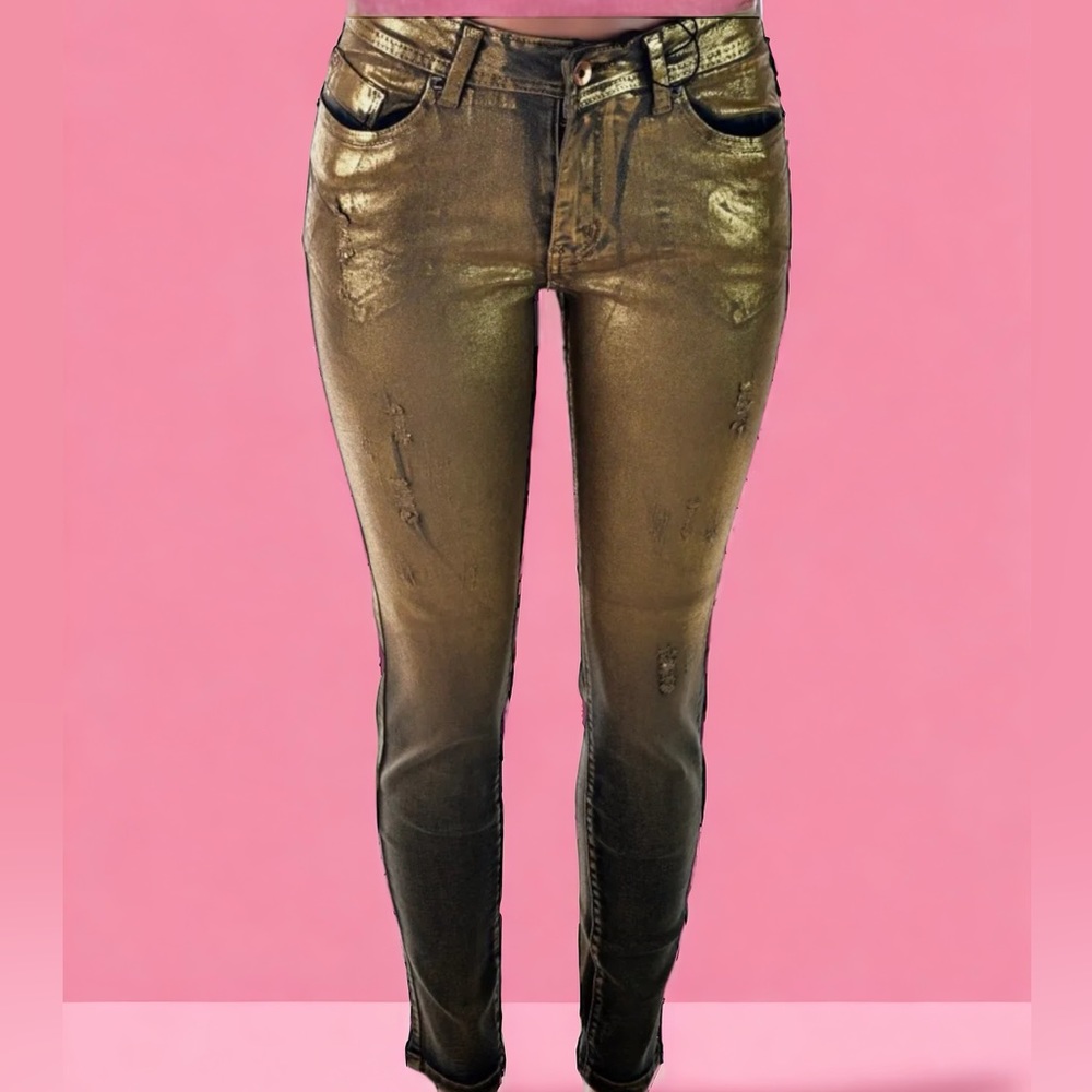 SWITCH MYSTIQ ALLOVER FOIL PAINTED DENIM-GOLD